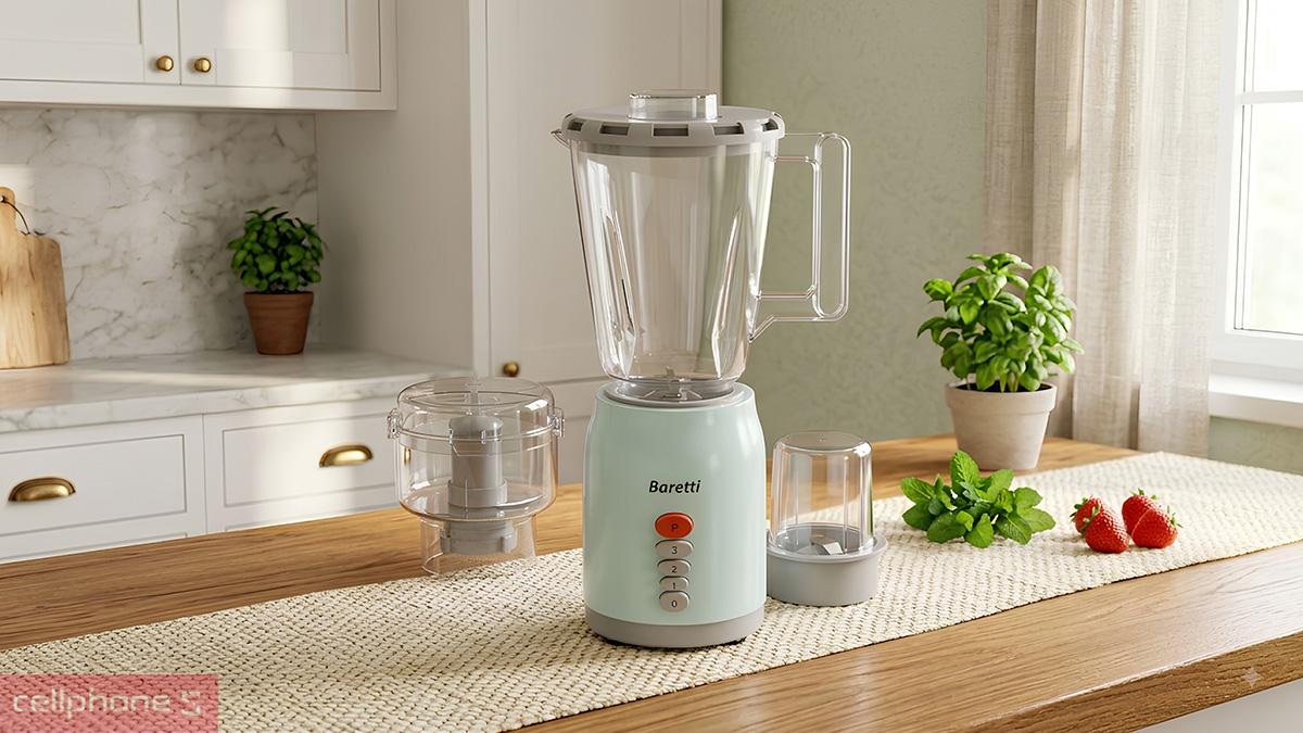 Máy xay sinh tố đa năng Baretti BRD525 gồm 3 cối xay tách biệt