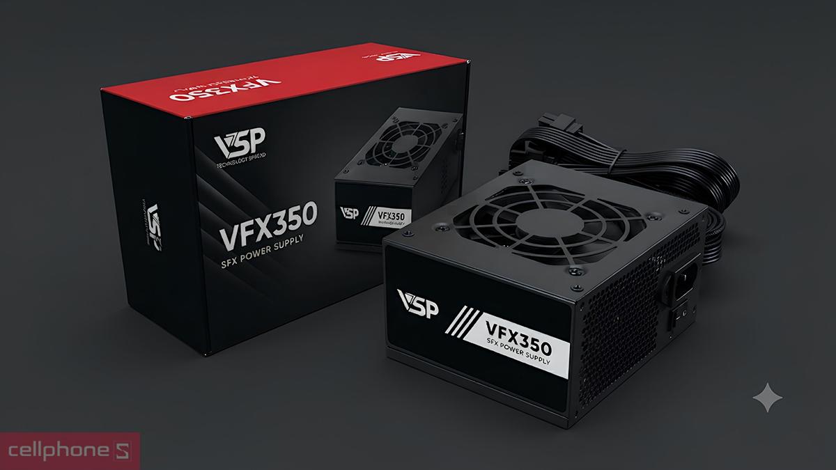 Nguồn máy tính VSP VFX350 350W trang bị quạt tản nhiệt 80mm với tốc độ lên đến 2000 vòng/phút
