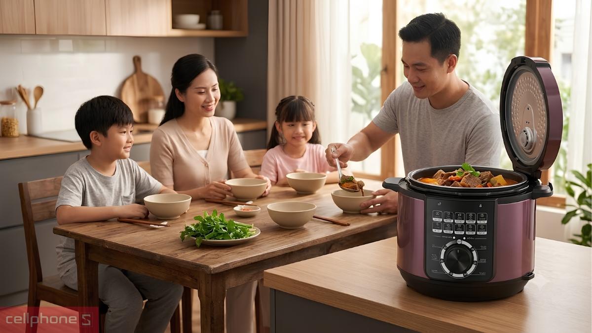 Nồi áp suất điện Sunhouse SHD1657 phù hợp cho các gia đình từ 4 - 6 thành viên