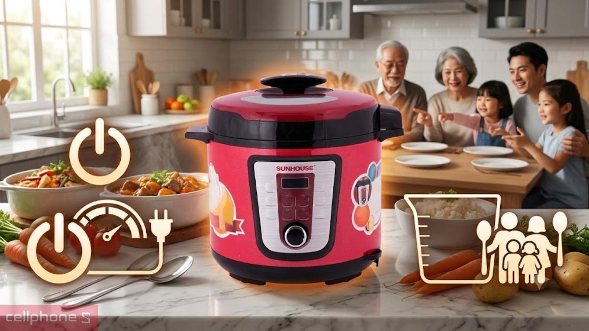 Dung tích nồi áp suất điện Sunhouse SHD1767