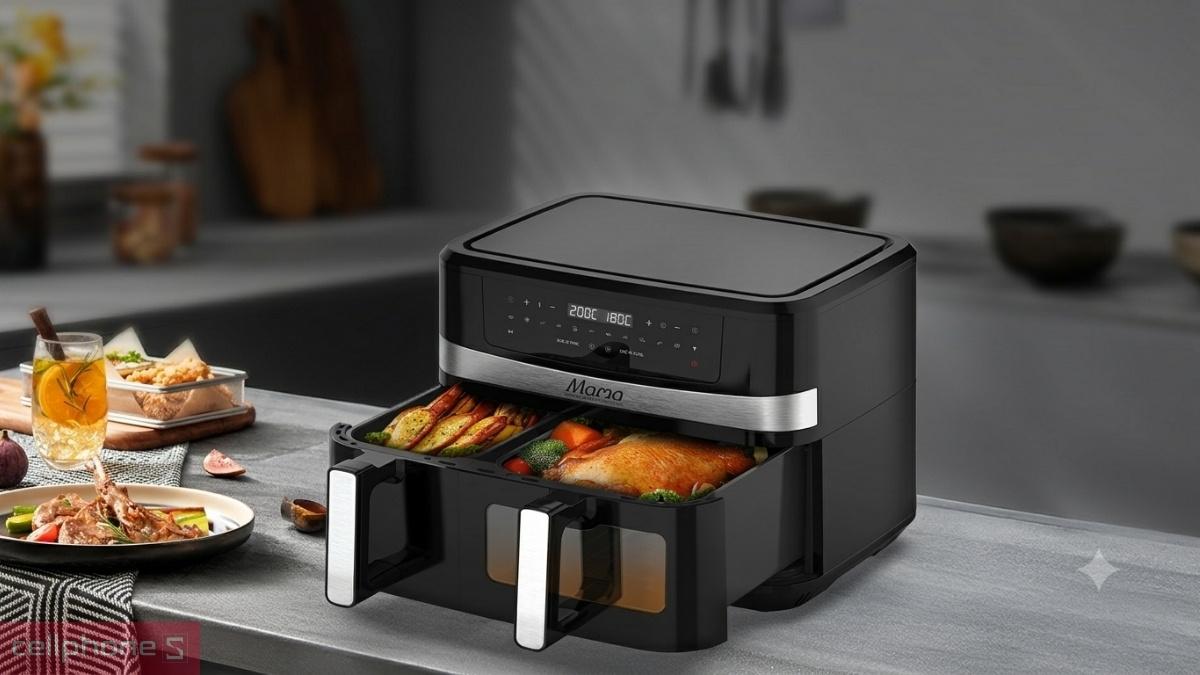 Nồi chiên không dầu 2 ngăn 10L Sunhouse Mama SHD4098 có phù hợp với gia đình đông người không?
