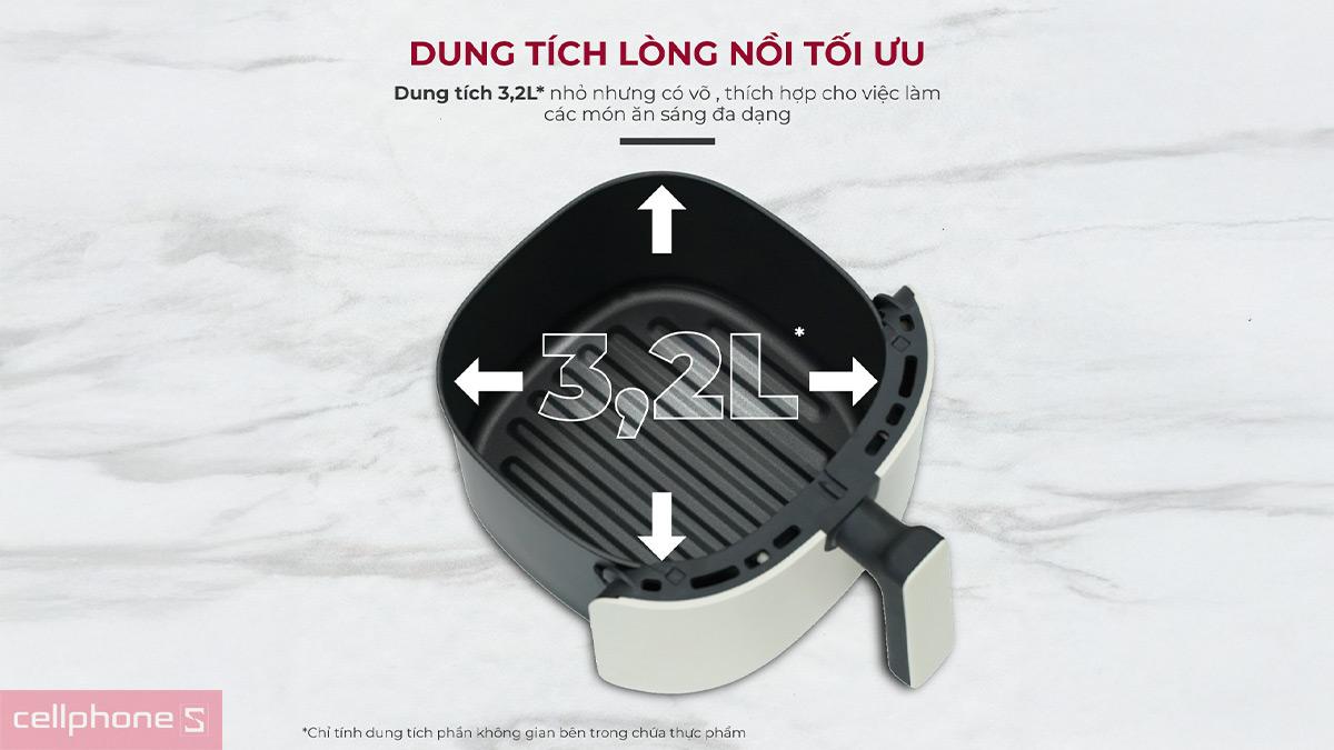 Nồi chiên không dầu Fujihome A3 dung tích 3.2 lít phù hợp gia đình 1 đến 3 người