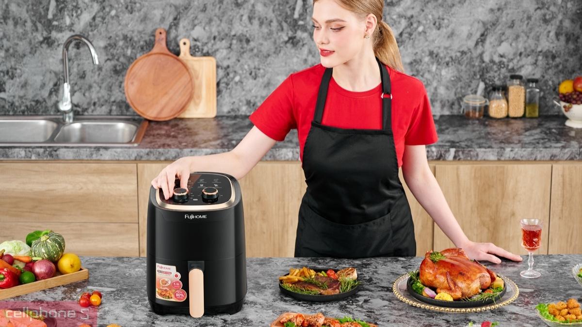 Nồi chiên không dầu Fujihome A4EB 4L thiết kế hiện đại với vỏ nhựa ABS và PP cao cấp