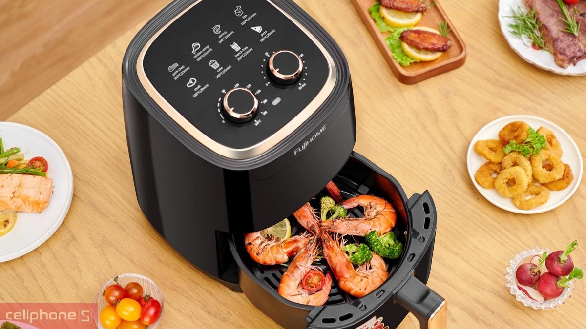 Nồi chiên không dầu Fujihome A4EB 4L khoang nấu rộng hỗ trợ chế biến đa dạng món ăn