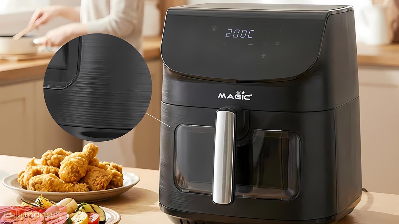 Lớp vỏ inox 430 sáng bóng của Nồi chiên không dầu Magic Eco AC-160