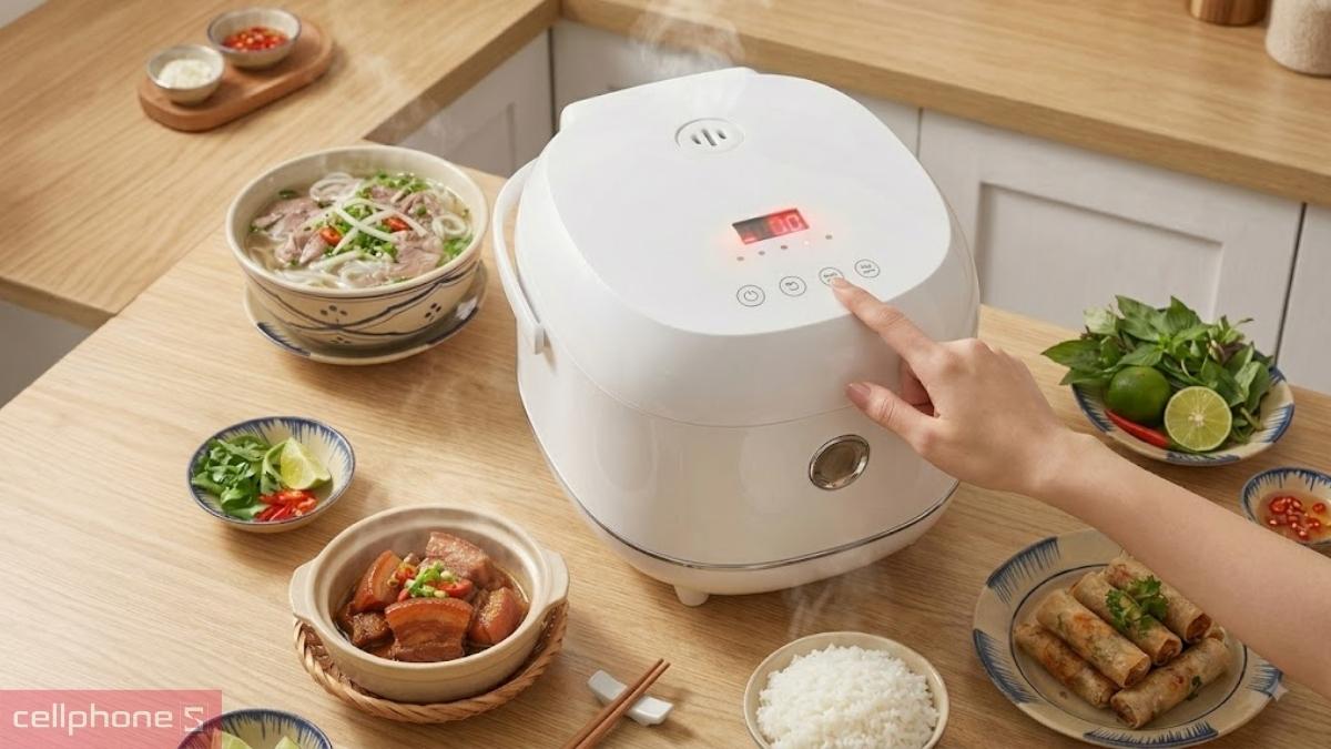 Nồi cơm điện 1L Sunhouse SHD8803 với bảng điều khiển cảm ứng giúp người dùng dễ dàng thao tác