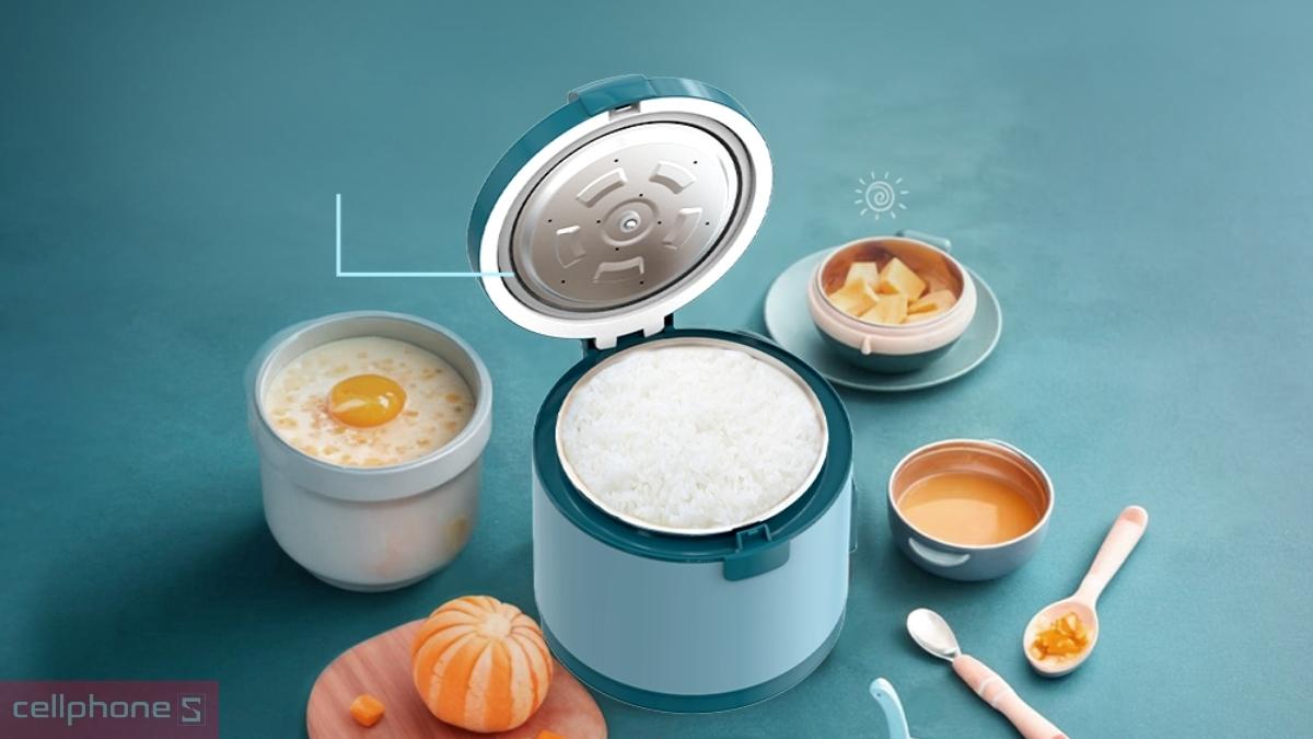 Nồi cơm điện 3L Sunhouse SHD8300 thiết kế tối giản với nắp nồi 2 lớp hạn chế đọng nước