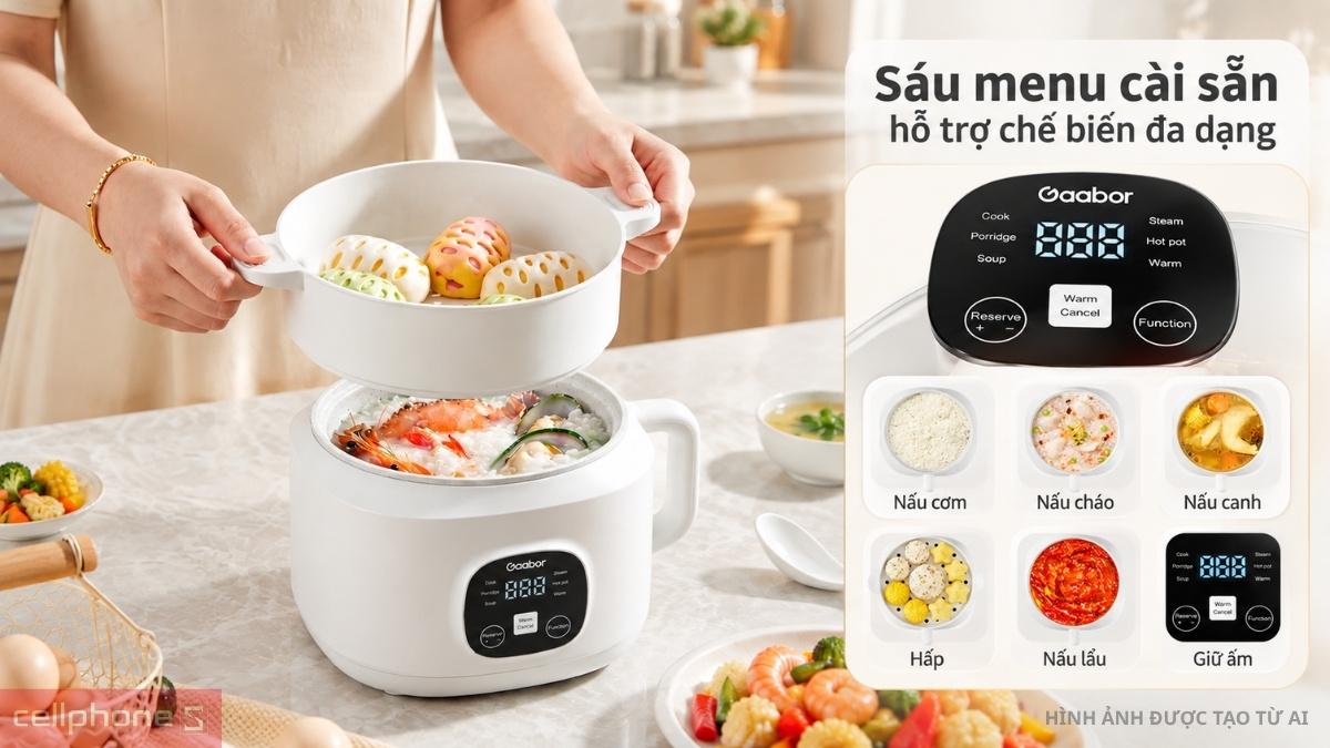 Các menu nấu cài sẵn đa dạng trên nồi cơm điện đa năng Gaabor EC-30T01A
