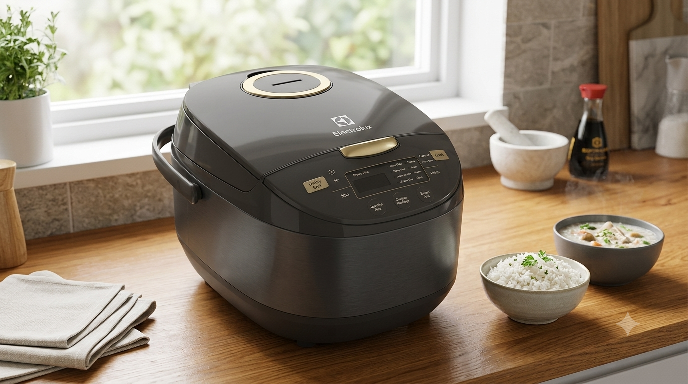 Nồi cơm điện tử Electrolux E7RC1-650K có thiết kế gọn và tay cầm tiện lợi