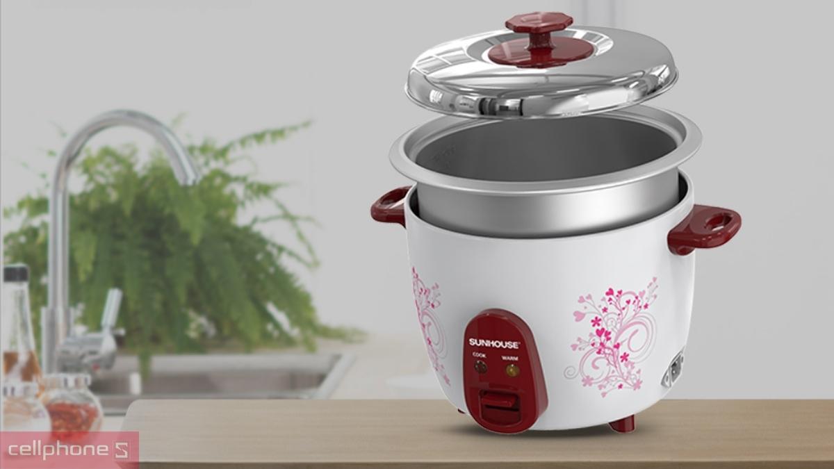 Nồi cơm Sunhouse SHD8106 có thiết kế dễ tháo rời, dễ vệ sinh