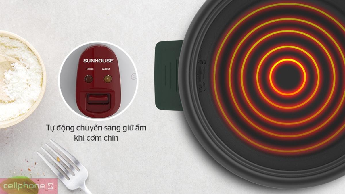 Nồi cơm Sunhouse SHD8106 có mâm nhiệt lớn, nấu cơm nhanh