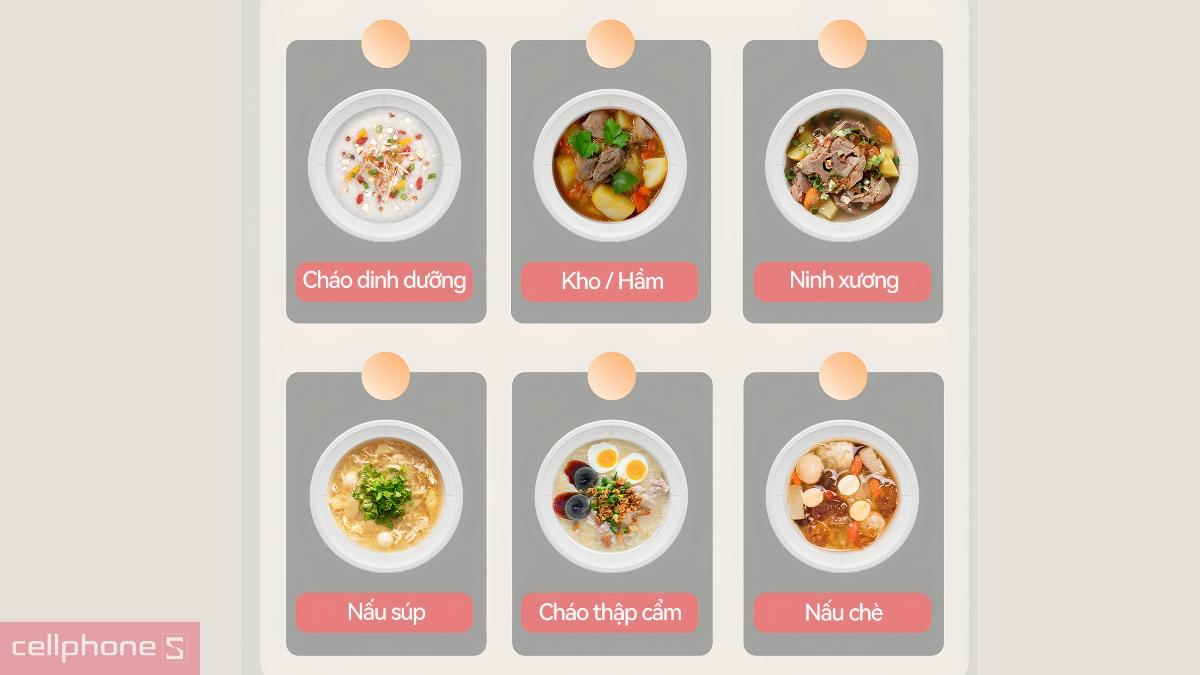 Menu của nồi kho hầm đa năng MAGIC A-050