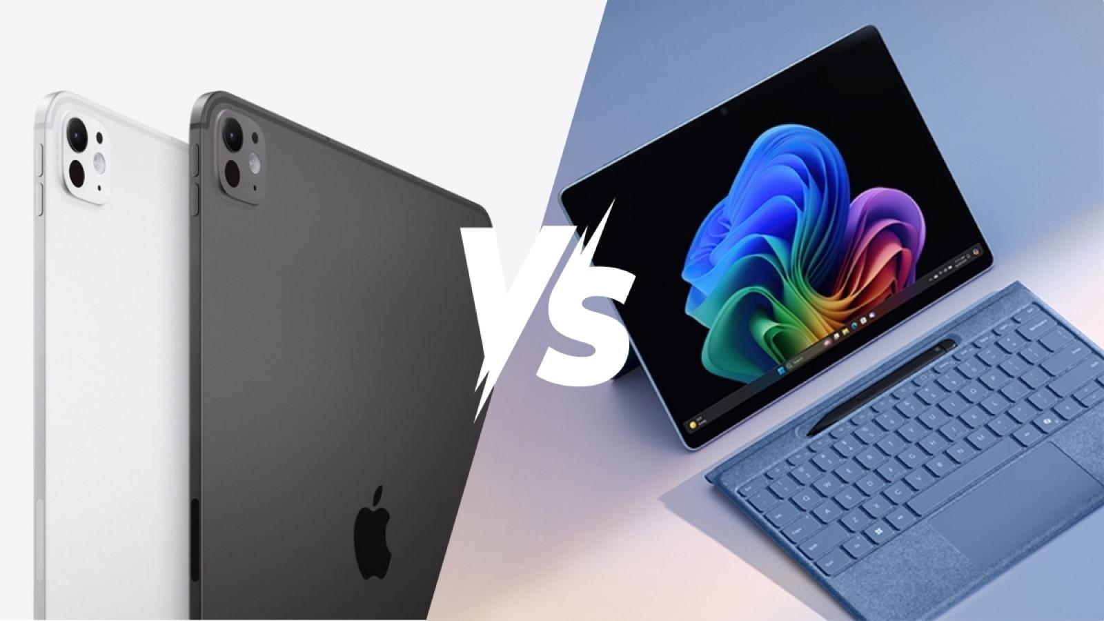 iPad Pro và Surface Pro với hai định hướng khác nhau cho công việc di động