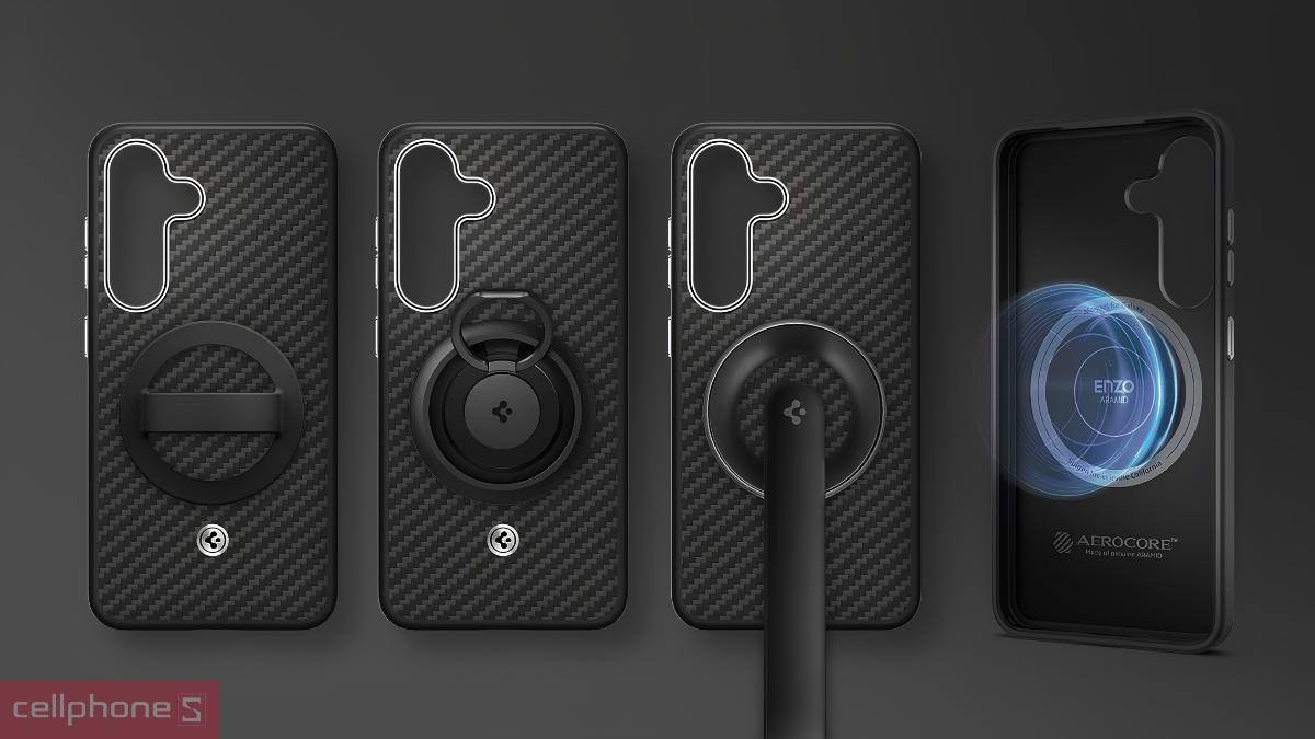 Ốp lưng Samsung Galaxy S25 Plus chính hãng Spigen Enzo Aramid tích hợp vòng nam châm MagFit