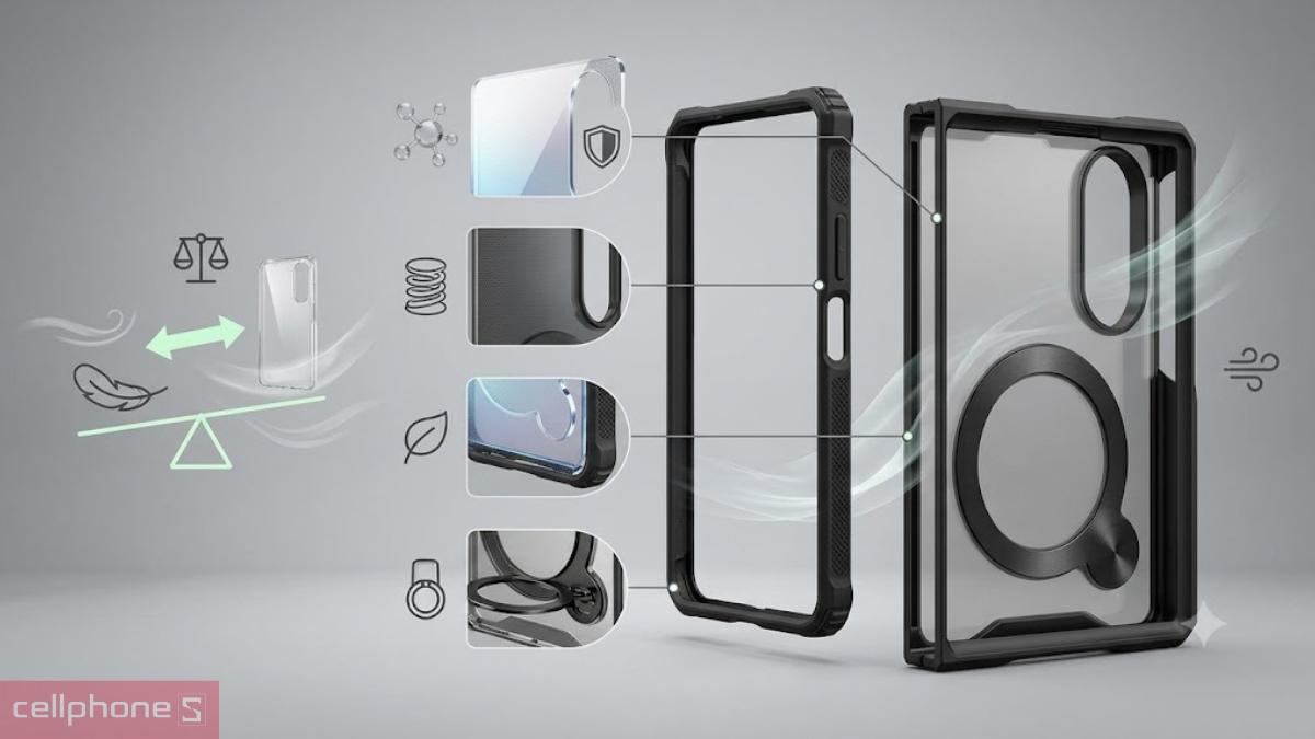 Ốp lưng Samsung Galaxy Z Fold 8 UAG Mouve XTE with MagSafe với thiết kế trong suốt và cấu trúc CPU và TPU nhẹ