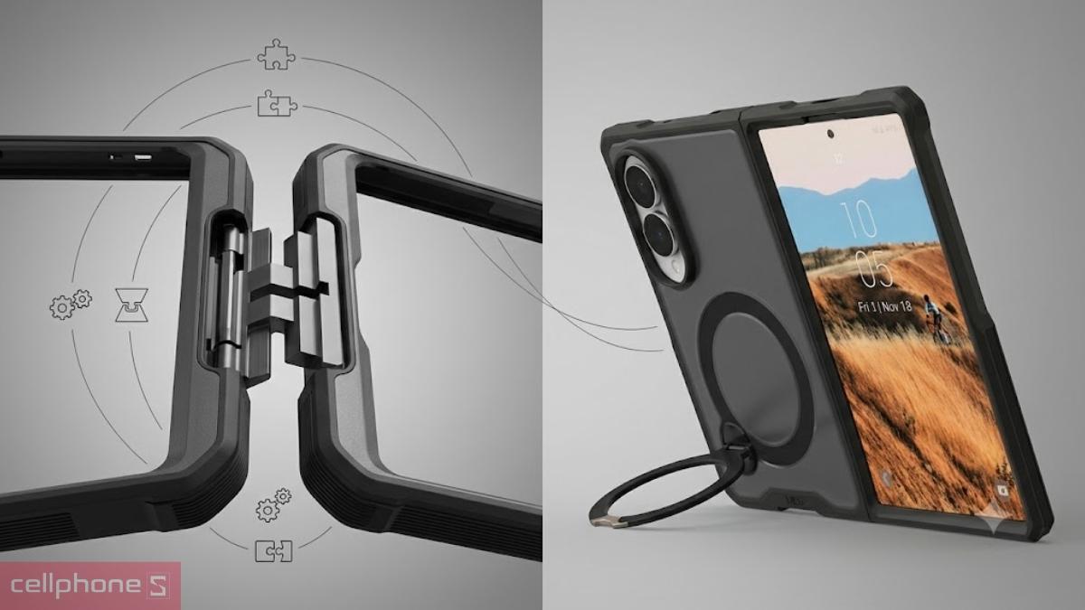 Ốp lưng Samsung Galaxy Z Fold 8 UAG Mouve XTE with MagSafe với thiết kế bản lề mở với 2 mảnh khớp được lắp đặt chính xác
