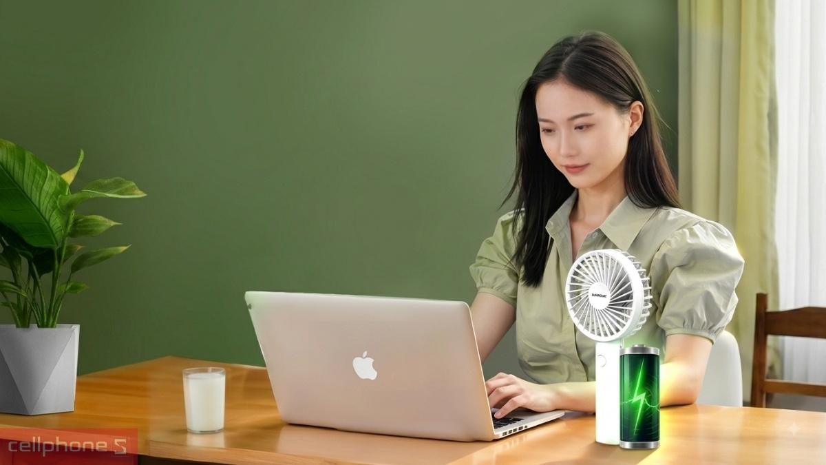 Công suất, thời lượng pin của quạt sạc mini cầm tay Sunhouse SHD7109