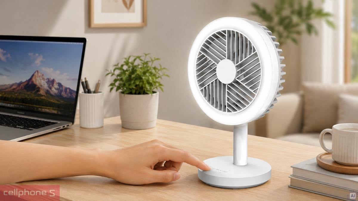 Nút điều khiển quạt sạc mini SUNHOUSE SHD7114