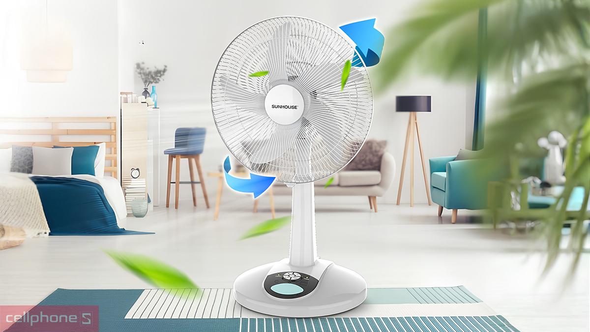 Quạt tích điện Sunhouse SHD7228 tích hợp 9 mức gió, từ nhẹ đến mạnh