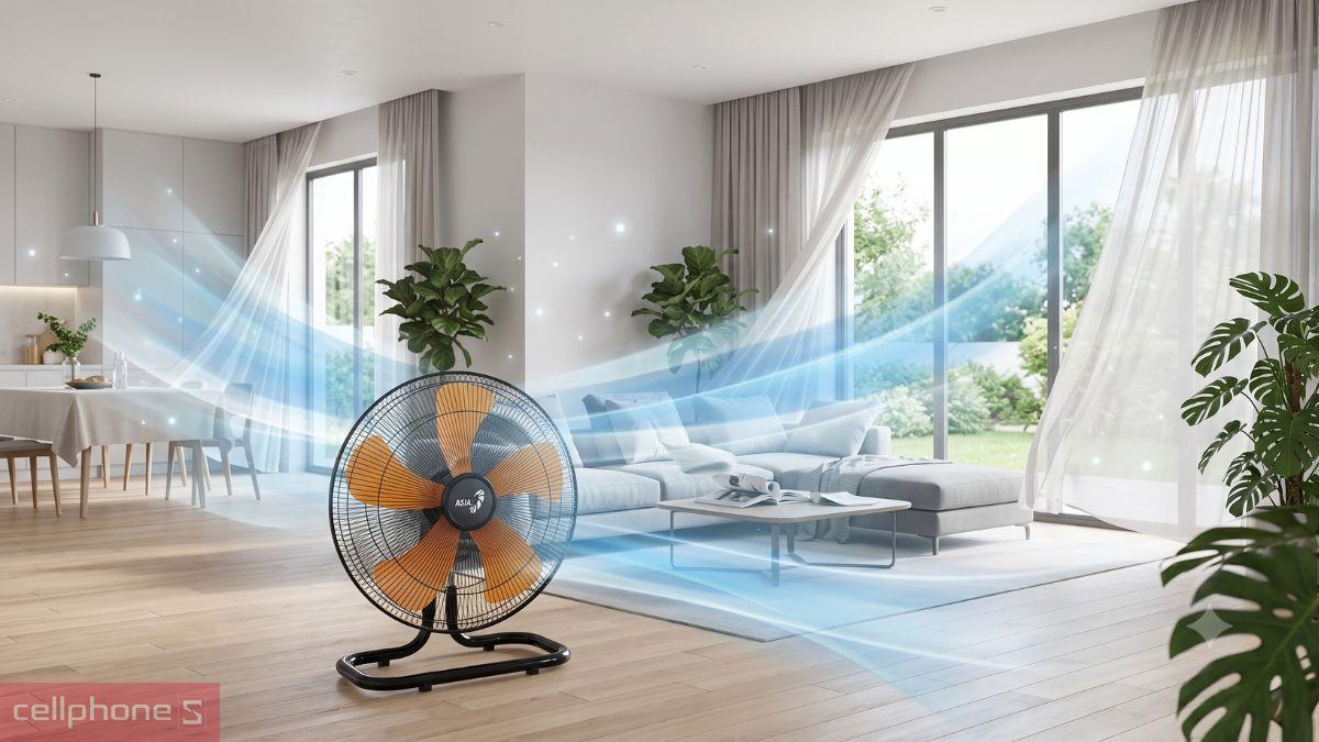 Công suất 80W và 3 cấp độ gió trên quạt sàn BCN Asiavina VY586890