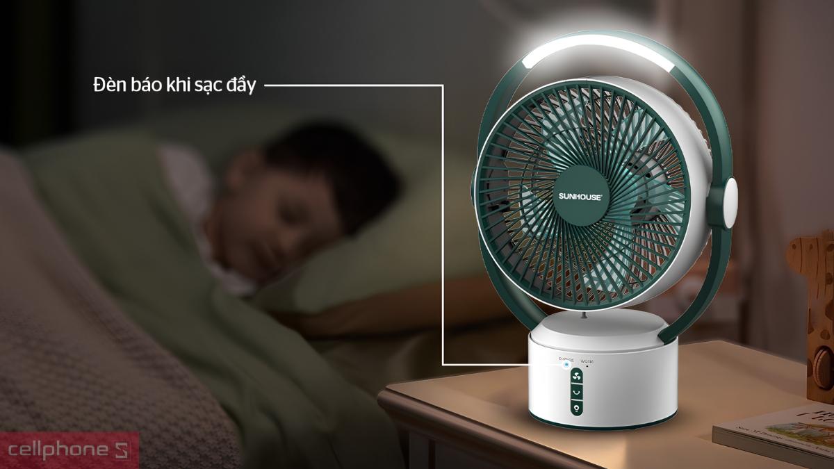 Quạt tích điện Sunhouse SH7116 tích hợp đèn ngủ 2 trong 1