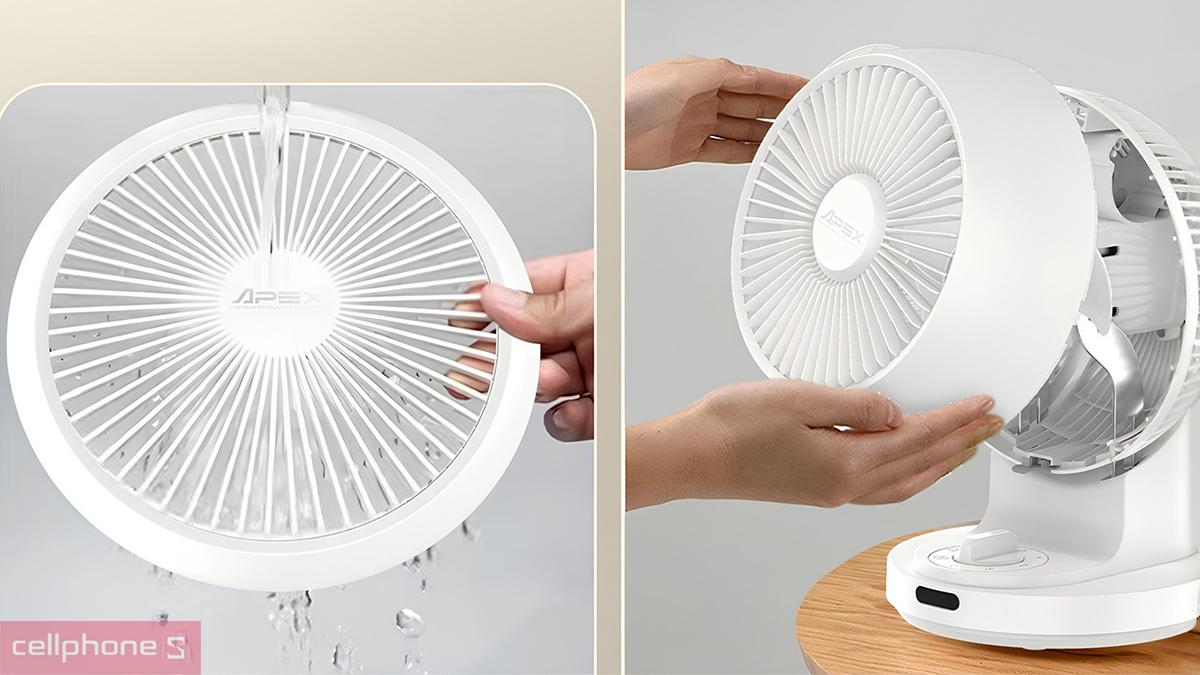 Đầu quạt tuần hoàn không khí Sunhouse Apex APF7310W có thể tháo ra để làm sạch