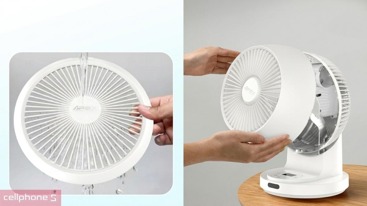 Quạt tuần hoàn không khí Sunhouse Apex APF7316W có thể tháo rời và vệ sinh không?