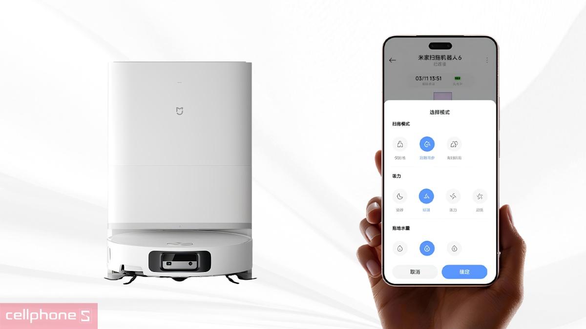 Điều khiển robot hút bụi Xiaomi Vacuum 6 và thiết lập lộ trình qua smartphone
