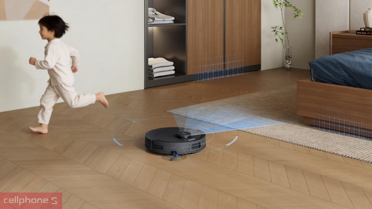 Robot hút bụi thông minh Ecovacs T30C Prime Omni vượt chướng ngại vật 20mm và tự động nâng giẻ lau 9mm khi gặp thảm
