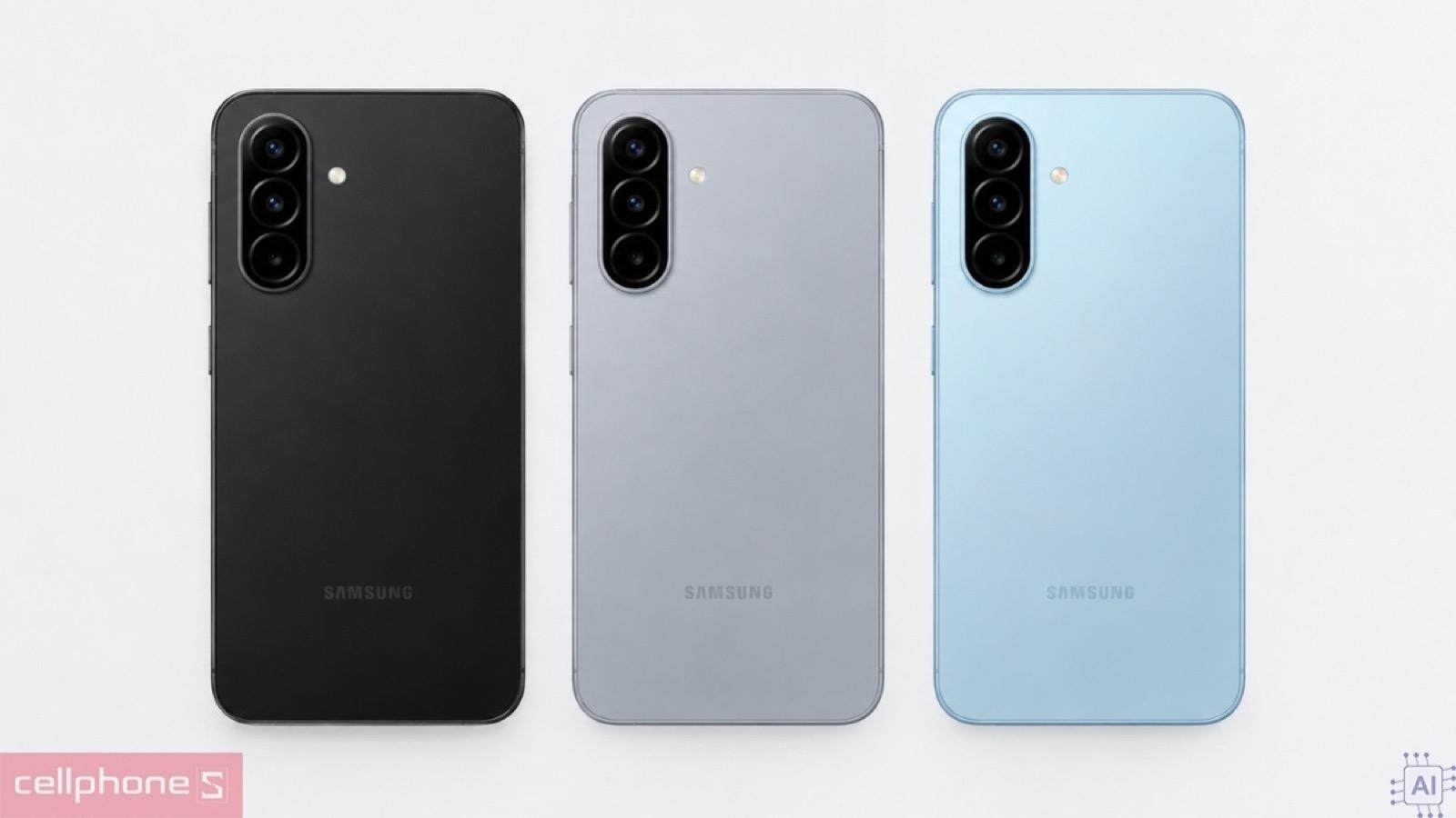 Samsung Galaxy A18 có ba màu Đen, Xám và Xanh nhạt