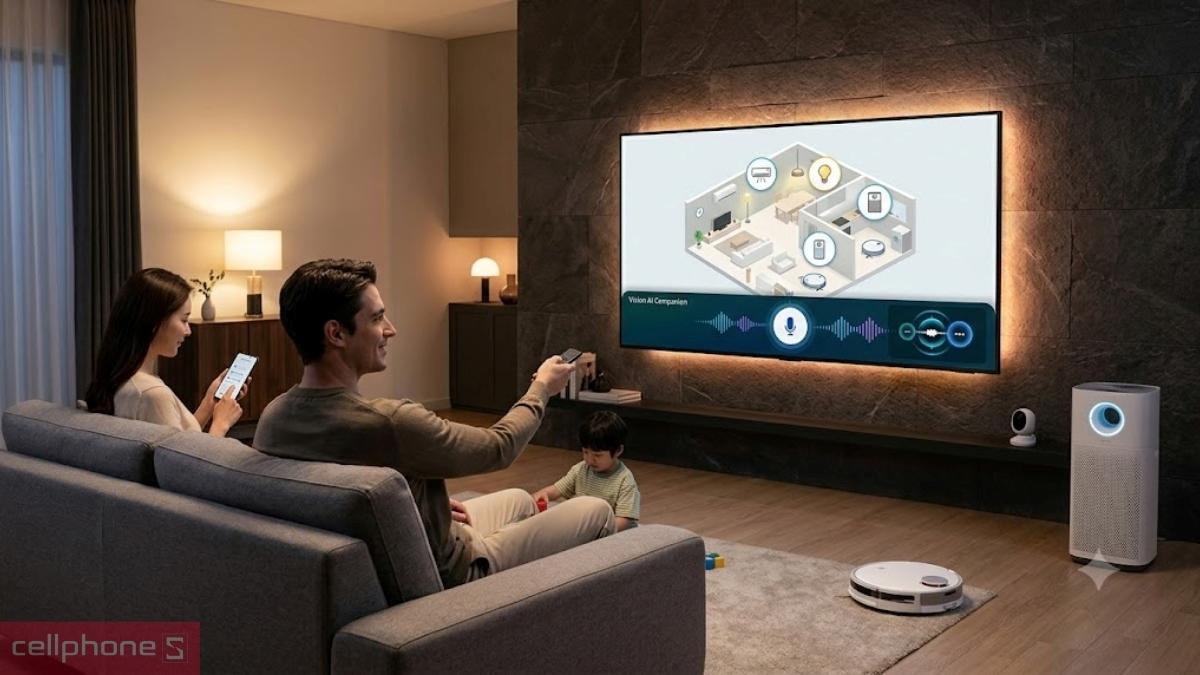 Smart tivi Samsung Mini-Led 4K 50 inch 2026 (50M1EH) hỗ trợ SmartThings, điều khiển giọng nói, Apple AirPlay, Google Cast, Wi-Fi 5 và Bluetooth 5.3 cho trải nghiệm sử dụng đa dạng