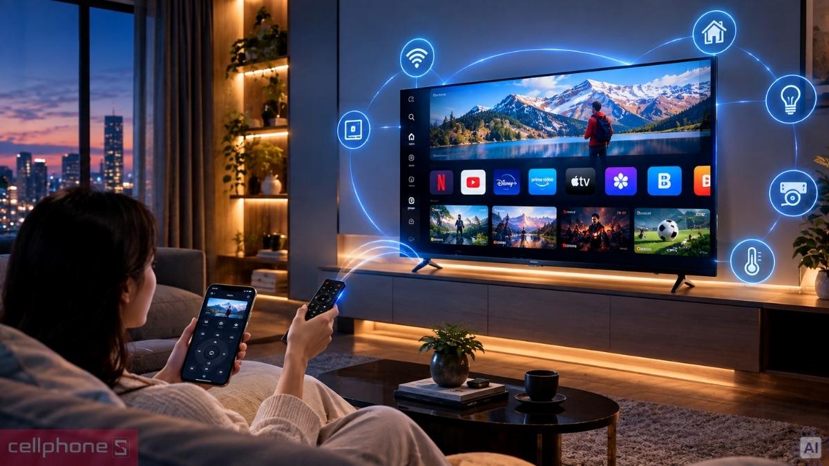 Smart tivi Samsung QLED FHD 40 inch 2025 40Q5FA mang đến khả năng kết nối linh hoạt với Tizen OS, SmartThings và Apple AirPlay.