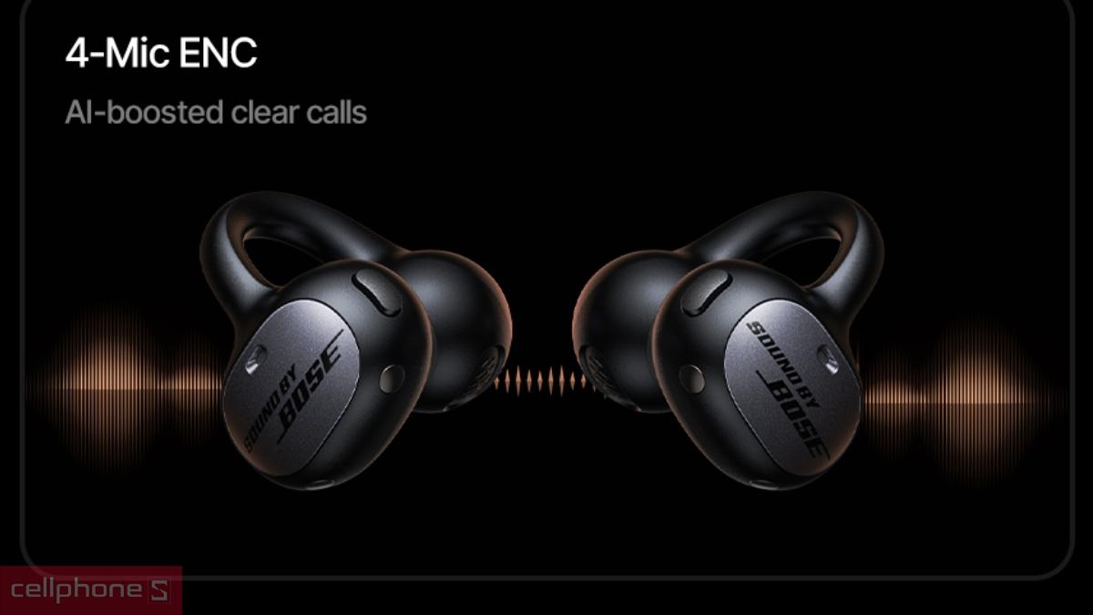 Hệ thống 4 micro khử ồn AI ENC trên tai nghe Open-Ear Baseus Inspire XC1