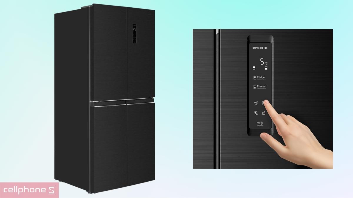 Bảng điều khiển cảm ứng trên tủ lạnh Hitachi Multidoor 422L Inverter 2026 HR4N7462DSDXVN