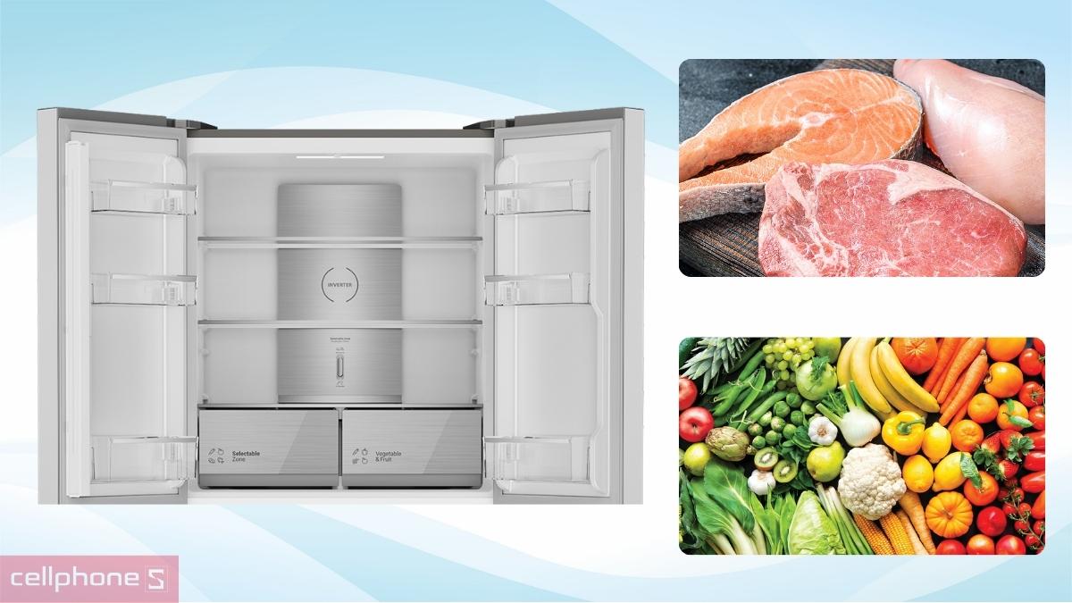 Ngăn đa năng Selectable Zone của tủ lạnh Hitachi Multidoor 422L Inverter 2026 HR4N7462DSDXVN