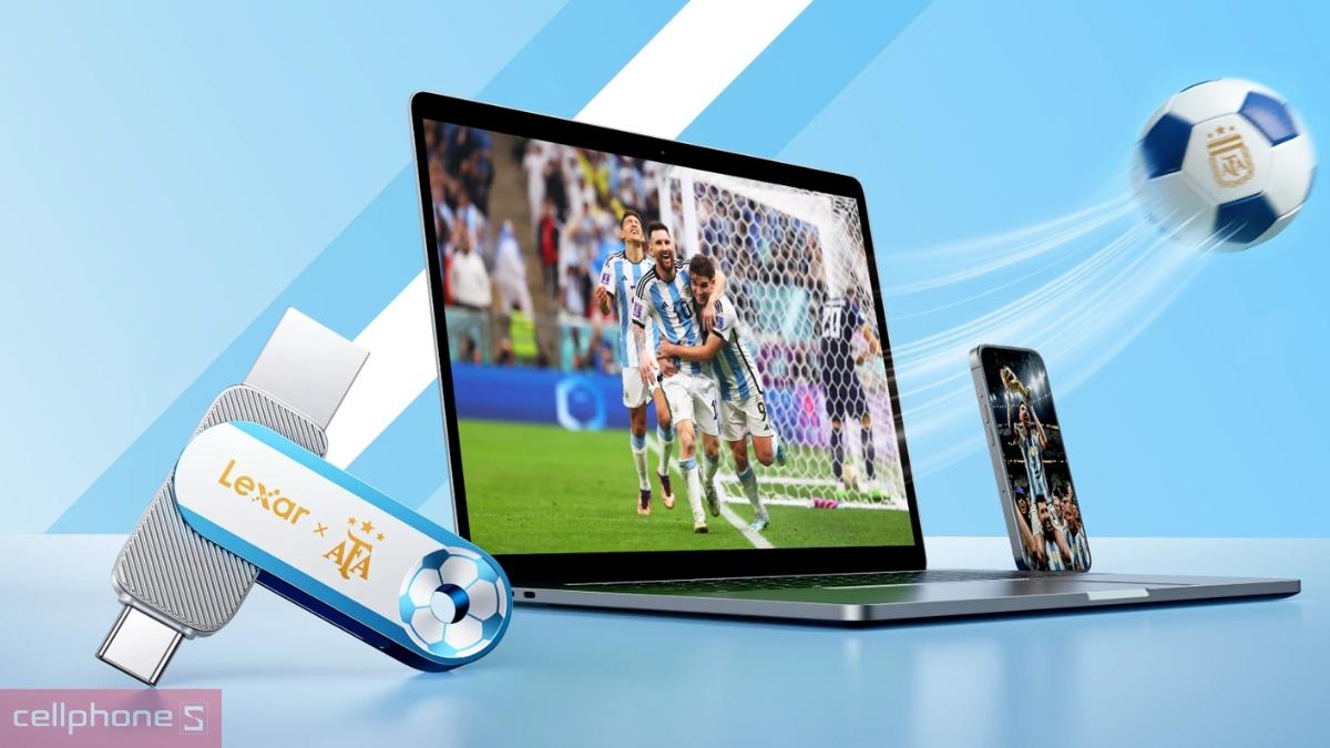 USB Lexar JumpDrive D500 Dual 128GB có hai cổng kết nối USB-A và USB-C linh hoạt