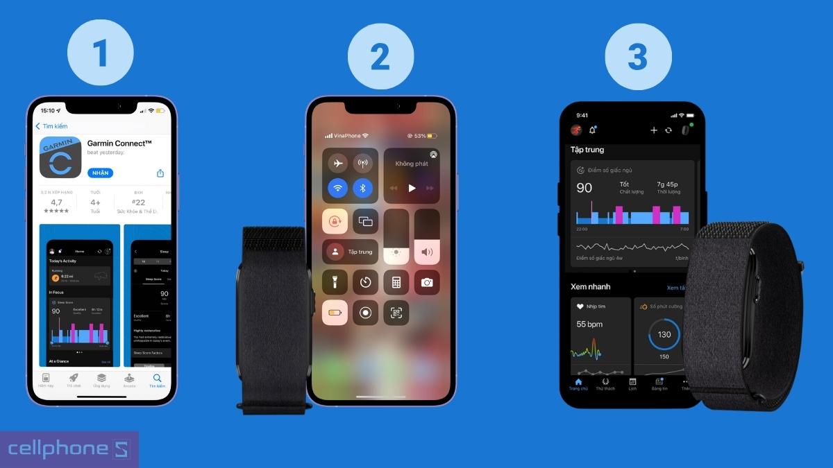 Kết nối ổn định giữa vòng đeo tay thông minh Garmin CIRQA S-M và điện thoại