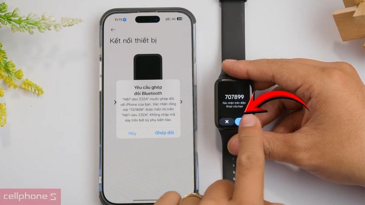 Xác nhận ghép đôi Bluetooth giữa Xiaomi Mi Band 11 và điện thoại
