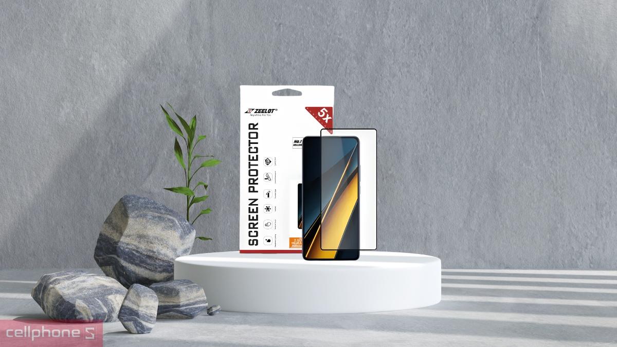 Khả năng bảo vệ màn hình của dán kính cường lực màn hình Samsung Galaxy A07A06Xiaomi POCO M6 5G Zeelot Full viền đen cao cấp