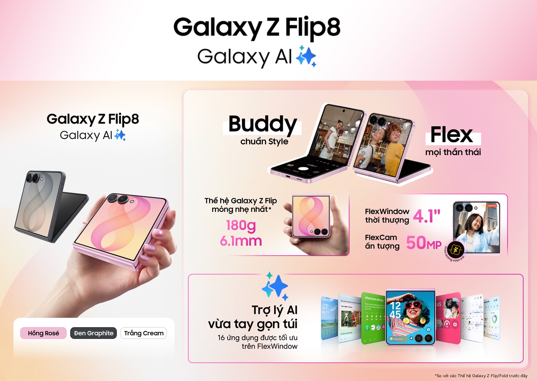 Điện thoại Samsung Z Flip 8 siêu mỏng, thời thượng Desktop