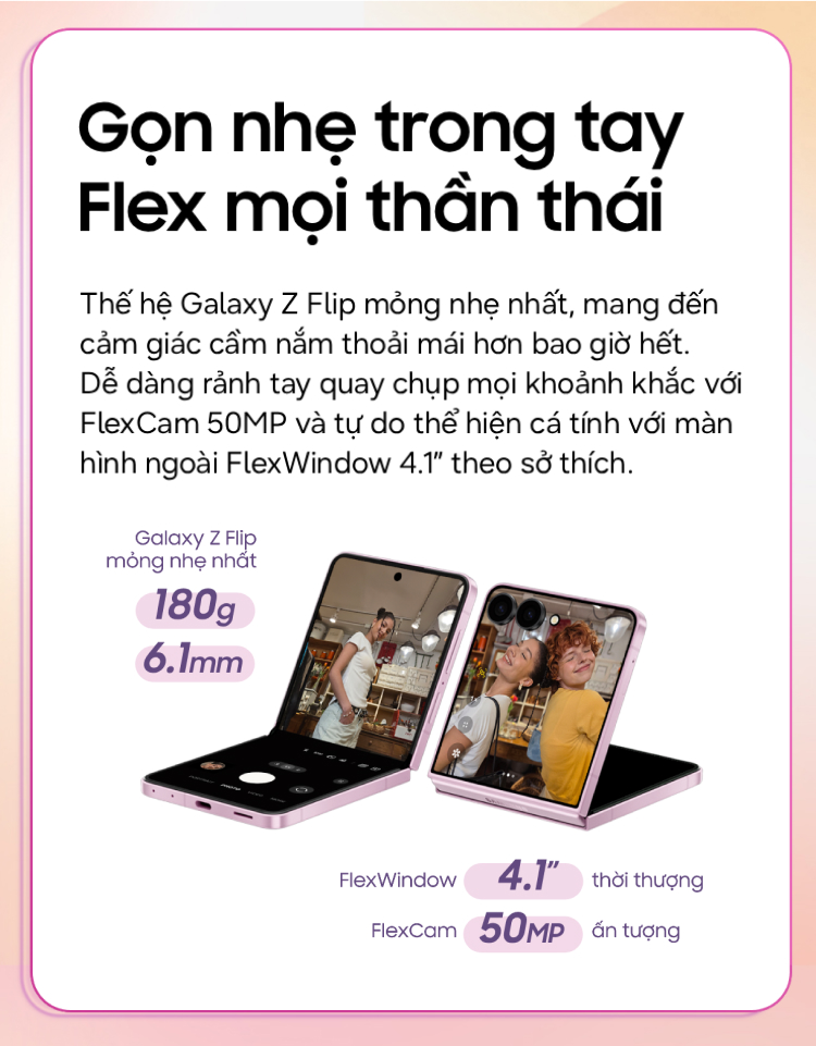Điện thoại Samsung Z Flip 8 siêu mỏng, thời thượng Mobile