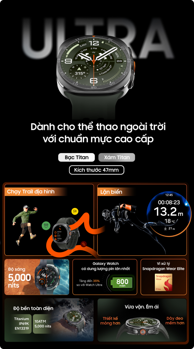 Đồng hồ Galaxy Watch Ultra2 dành cho thể thao ngoài trời Mobile